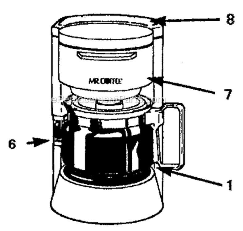 Page A Diagram and Parts List for BL6  Mr Coffee Coffee Maker